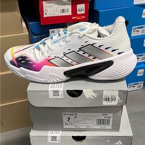 Adidas tennis shose barricade for women size 6.5  7  black white t…